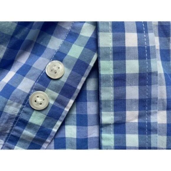 Long Sleeve Button Up Men’s 16/32/33 Gingham Light Blue Green Club Room - Picture 6 of 10